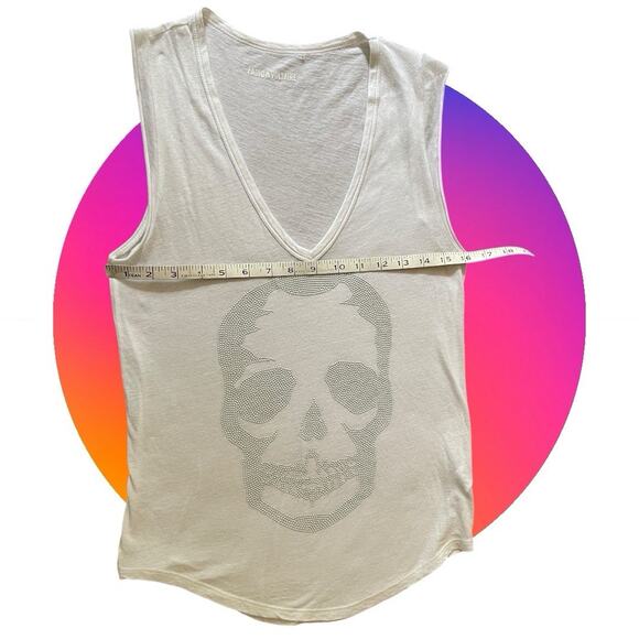 Zadig & Voltaire Brooklyn Strass White Skull Cotton Tshirt Sleeveless Top XS 0 2 - Picture 6 of 15